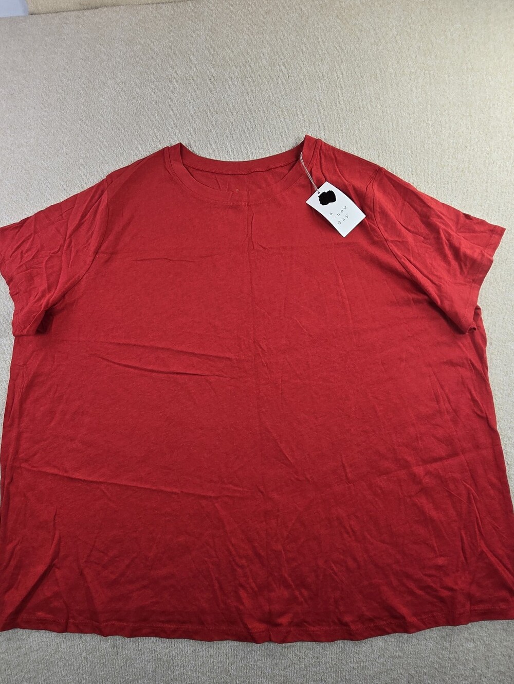 A New Day Red Short Sleeve T Shirt Womens 2X Modal Blend NWT Soft Tee